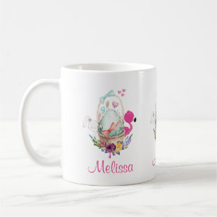 Kute Egg in een mandje met Flamingo en Bunny Koffiemok