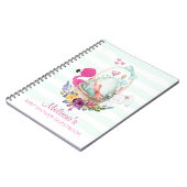 Kute Egg in een mandje met Flamingo en Bunny Notitieboek (Linkerzijde)