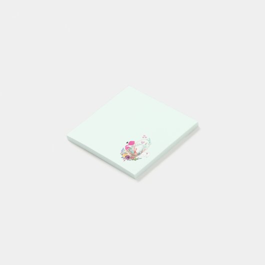 Kute Egg in een mandje met Flamingo en Bunny Post-it® Notes (Schuin)