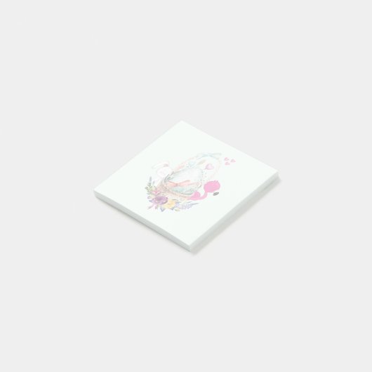 Kute Egg in een mandje met Flamingo en Bunny Post-it® Notes (Schuin)