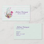 Kute Egg in een mandje met Flamingo en Bunny Visitekaartje (Voorkant / Achterkant)