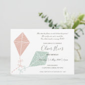 KUTE ELEGANT PINK BLUE KITE KINDER TODDLER BIRTHDA KAART (Staand voorkant)