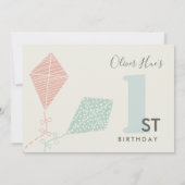 KUTE ELEGANT PINK BLUE KITE KINDER TODDLER BIRTHDA KAART (Achterkant)