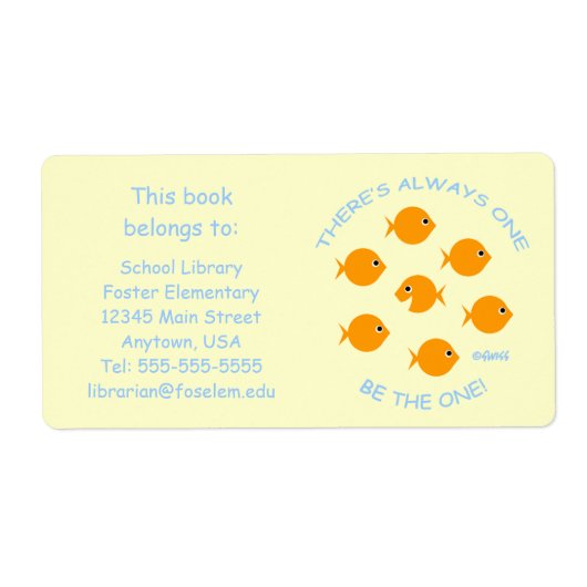 Kute elementaire schoolbibliotheeklabels etiket (Voorkant)