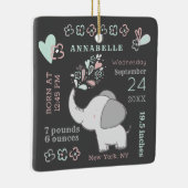 Kute Elephant Birth Stats Baby's Eerste Kerstmis Keramisch Ornament (Rechts)