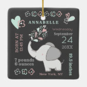 Kute Elephant Birth Stats Baby's Eerste Kerstmis Keramisch Ornament (Achterkant)