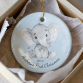 Kute Elephant Boys First Kerstversiering Keramisch Ornament