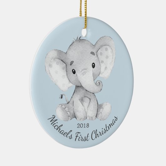 Kute Elephant Boys First Kerstversiering Keramisch Ornament (Rechts)