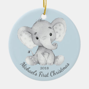 Kute Elephant Boys First Kerstversiering Keramisch Ornament