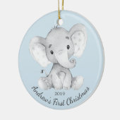 Kute Elephant Boys First Kerstversiering Keramisch Ornament (Links)