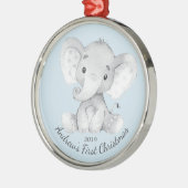 Kute Elephant Boys First Kerstversiering Metalen Ornament (Links)
