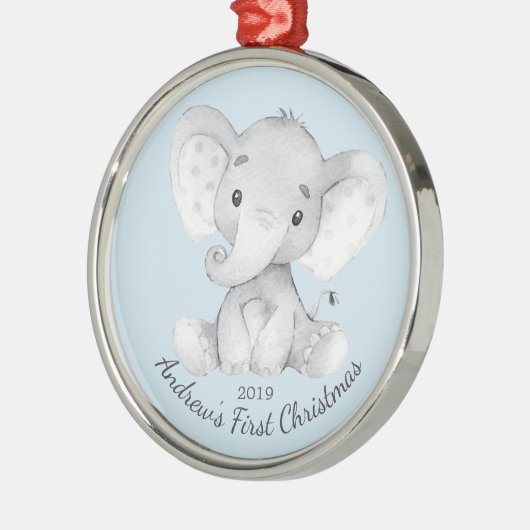 Kute Elephant Boys First Kerstversiering Metalen Ornament (Links)