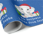 Kute Elephant Child Name Love of Santa Kerstman Cadeaupapier (Rol Hoek)