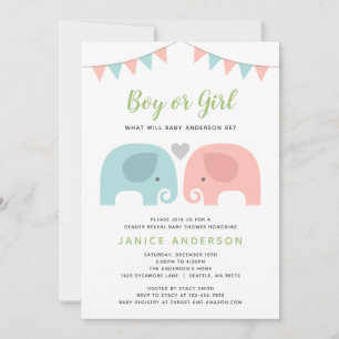 Kute Elephant Gender Reopenbaart Uitnodiging
