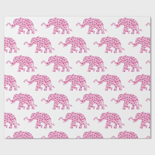 Kute elephants gemaakt van Little Pink Hearts Cadeaupapier (Vlak)
