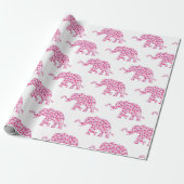 Kute elephants gemaakt van Little Pink Hearts Cadeaupapier (Uitgerold)