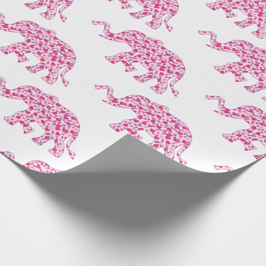 Kute elephants gemaakt van Little Pink Hearts Cadeaupapier (Hoek)