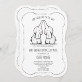 Kute elphant Twins Baby shower Sprinkle by Mail Kaart (Voorkant / Achterkant)