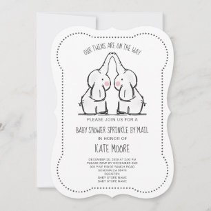 Kute elphant Twins Baby shower Sprinkle by Mail Kaart