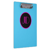Kute emo Blue Monogram met roze tekst Klembord (Rechts)