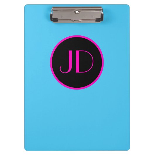 Kute emo Blue Monogram met roze tekst Klembord (Voorkant)