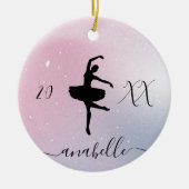 Kute en  Ballet Dancer Ballerina Roze gradiënt Keramisch Ornament (Voorkant)