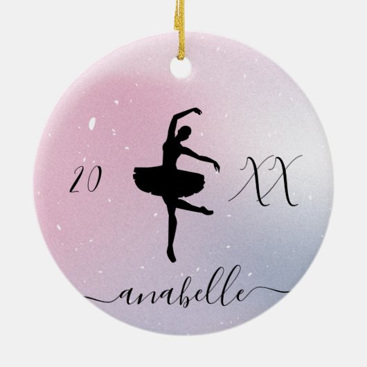 Kute en Ballet Dancer Ballerina Roze gradiënt Keramisch Ornament (Achterkant)