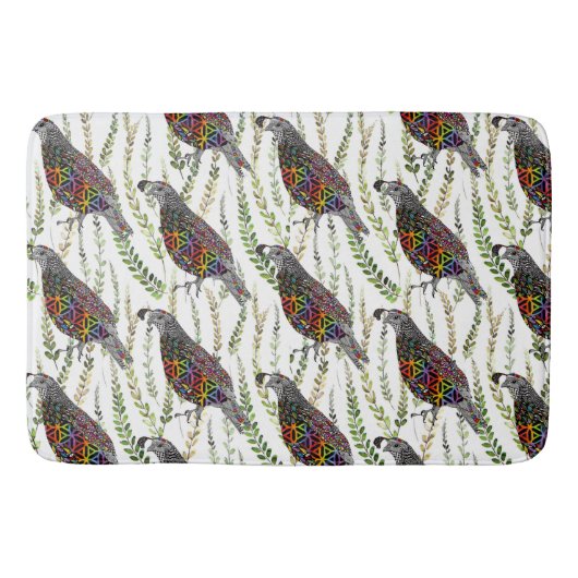 Kute en Colorful Mountain Quail Bath Mat (Voorkant)