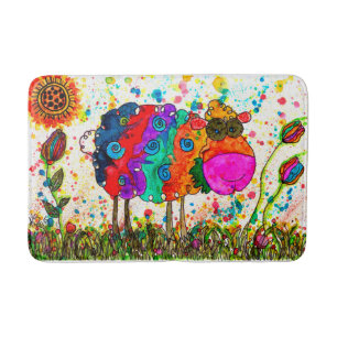 Kute en Colorful Sheep Bath Mat