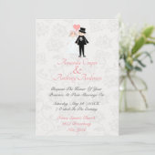 Kute en elegante bruiloft en ontvangst kaart (Staand voorkant)