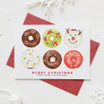 Kute en feestelijke donuts Zure kerst Feestdagen Kaart<br><div class="desc">Stuur vakantiewensen naar vrienden en familie met deze leuke themakaart voor donut. Het bevat feestelijke donuts met sterren,  heilige sneeuwvlokken,  sneeuw,  kerstboom en sneeuwman. De teksten zijn volledig bewerkbaar. Personaliseer door groeten,  namen en berichten toe te voegen.</div>