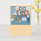 Kute en Funny Bad, Destructive Cat Birthday Kaart (Gele Bloem)