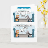 Kute en Funny Cat Job Interview Birthday Kaart (Gele Bloem)