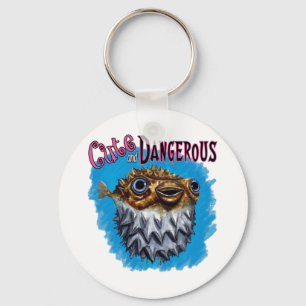 Kute en gevaarlijke Puffer Fish Blue Sleutelhanger