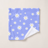 Kute en girale pastelblauw- en witte-daistiepatroo bad handdoek (Wasdoekje)