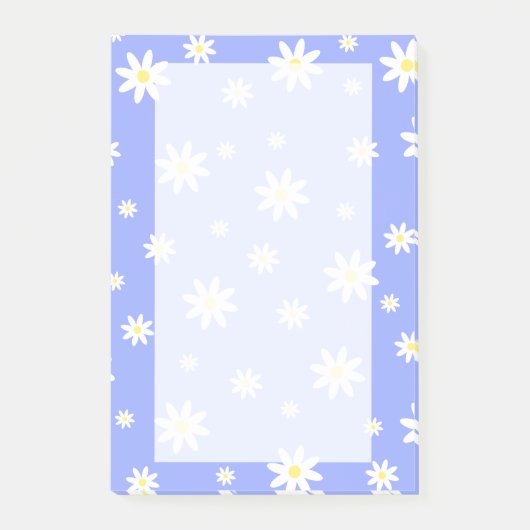 Kute en girale pastelblauw- en witte-daistiepatroo post-it® notes (Voorkant)