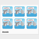 Kute en grappige haai en Manatee Claus Vierkante Sticker (Vel)