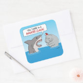 Kute en grappige haai en Manatee Claus Vierkante Sticker (Envelop)