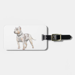 Kute en grote Waterverf Schets Pit Bull Dog Bagagelabel