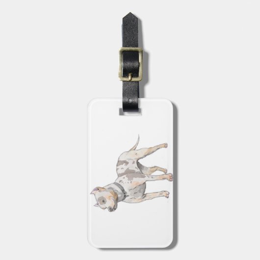 Kute en grote Waterverf Schets Pit Bull Dog Bagagelabel (Voorkant verticaal)