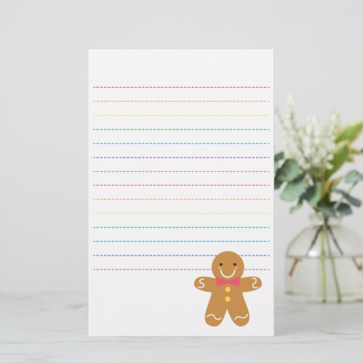 Kute en Happy Gingerbrood Man voor Kerstmis Briefpapier (Staand voorkant)