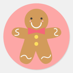Kute en Happy Gingerbrood Man voor Kerstmis Ronde Sticker