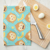 Kute en Happy Monkey, Bananen en Sterren Theedoek (Quarter Fold)