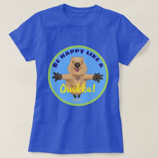 Kute en happy quokka springende cartoon t-shirt (Design voorkant)