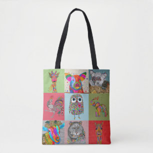 Kute en kleurrijke dierentuin en Canvas tas van la