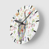 Kute en kleurrijke Floral Cat Wall Clock Ronde Klok (Hoek)