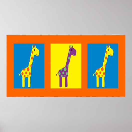 Kute en kleurrijke Giraffes  Poster (Voorkant)