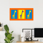 Kute en kleurrijke Giraffes  Poster (Thuiskantoor)