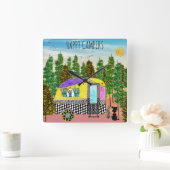 Kute en kleurrijke Happy Camper Square Wall klok (Huis)