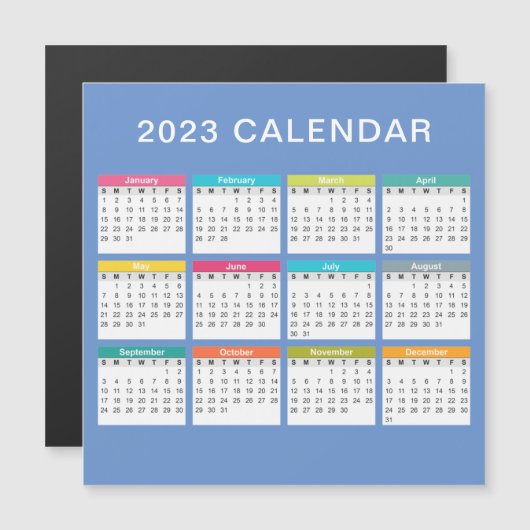 Kute en kleurrijke kalender 2023 | Magneet (Voorkant / Achterkant)